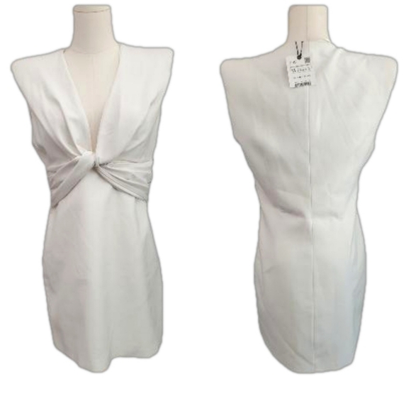 Zara Front Twist padded shoulders Short dress 7941/460 size medium - Picture 4 of 8